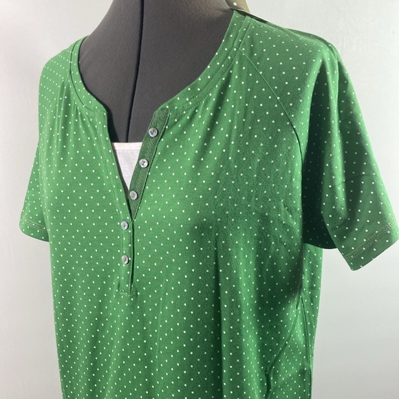 Baxter & Wells Top Women Size Large Green w White Polk Dots New with Tags - Picture 5 of 9